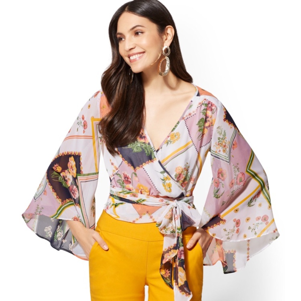 7th Avenue Floral Wrap Blouse